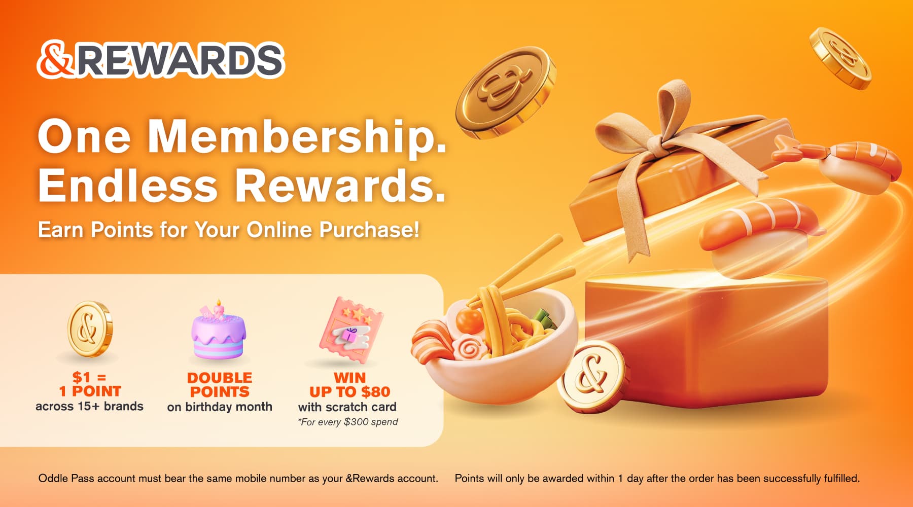 Earn points when you order online with &Rewards!